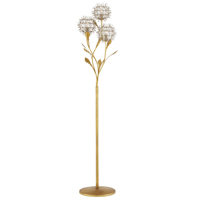 Currey and Company 8000-0137 Three Light Floor Lamp, Contemporary Silver Leaf/Silver/Contemporary Gold Leaf