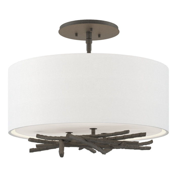 Hubbardton Forge 127660-SKT-20-SF1505 Three Light Semi-Flush Mount, Natural Iron