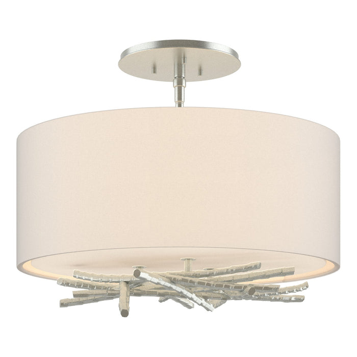 Hubbardton Forge 127660-SKT-82-SE1505 Three Light Semi-Flush Mount, Vintage Platinum