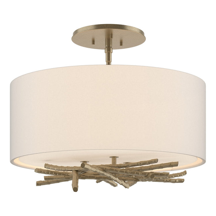 Hubbardton Forge 127660-SKT-84-SE1505 Three Light Semi-Flush Mount, Soft Gold