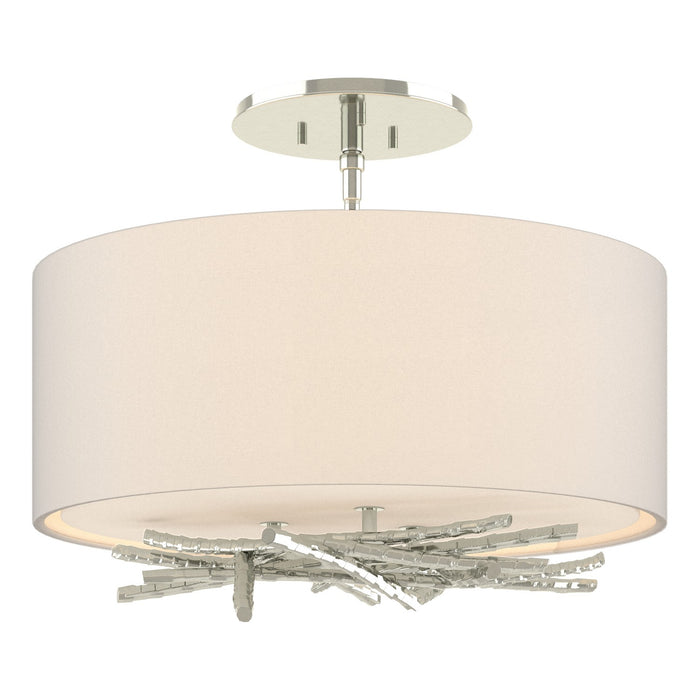 Hubbardton Forge 127660-SKT-85-SE1505 Three Light Semi-Flush Mount, Sterling