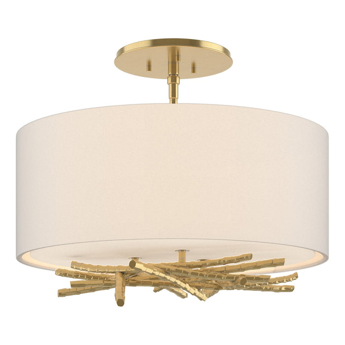 Hubbardton Forge 127660-SKT-86-SE1505 Three Light Semi Flush Mount, Modern Brass