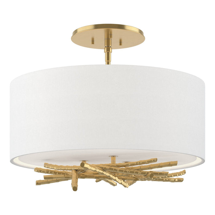 Hubbardton Forge 127660-SKT-86-SF1505 Three Light Semi Flush Mount, Modern Brass
