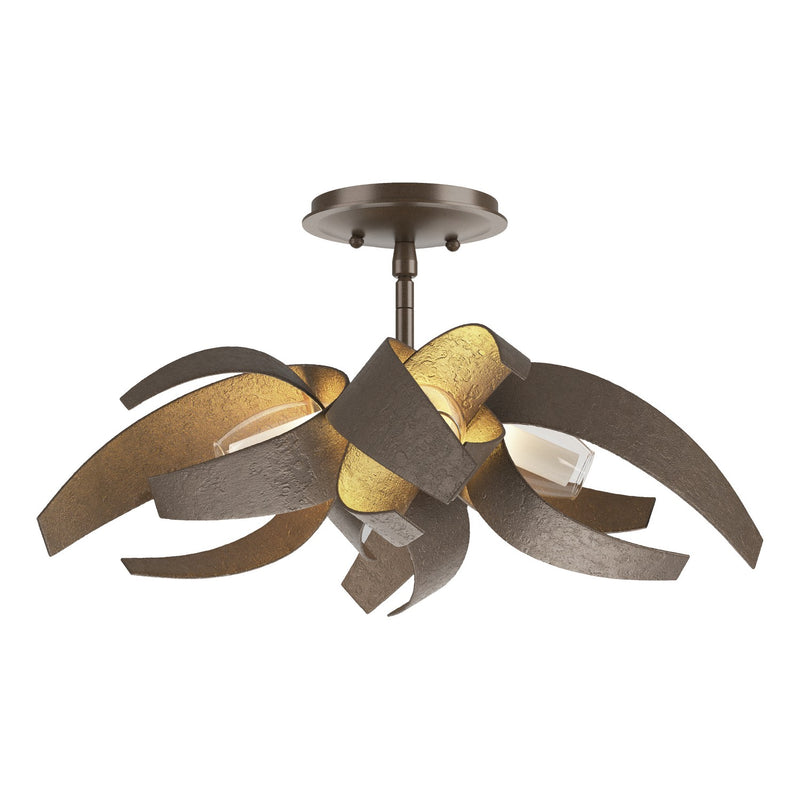 Hubbardton Forge 128712-SKT-05-YE0352 Four Light Semi-Flush Mount, Bronze