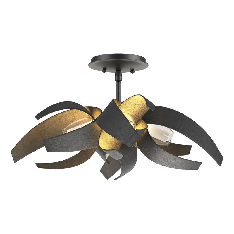 Hubbardton Forge 128712-SKT-10-YE0352 Four Light Semi-Flush Mount, Black