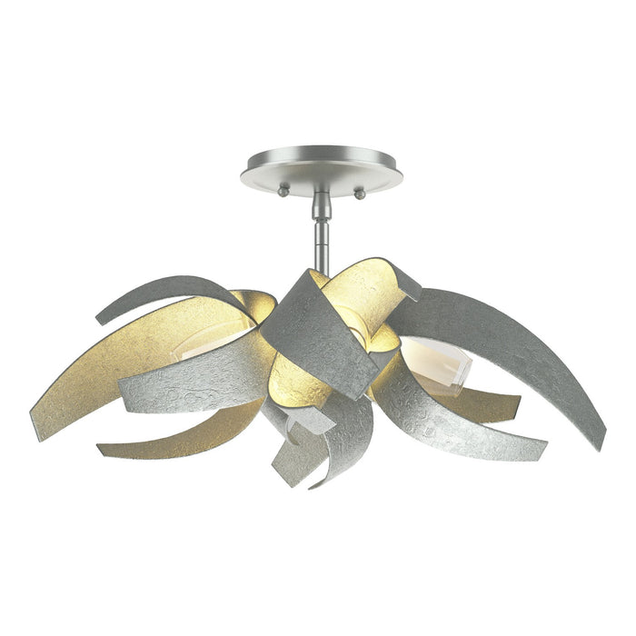 Hubbardton Forge 128712-SKT-82-YE0352 Four Light Semi-Flush Mount, Vintage Platinum