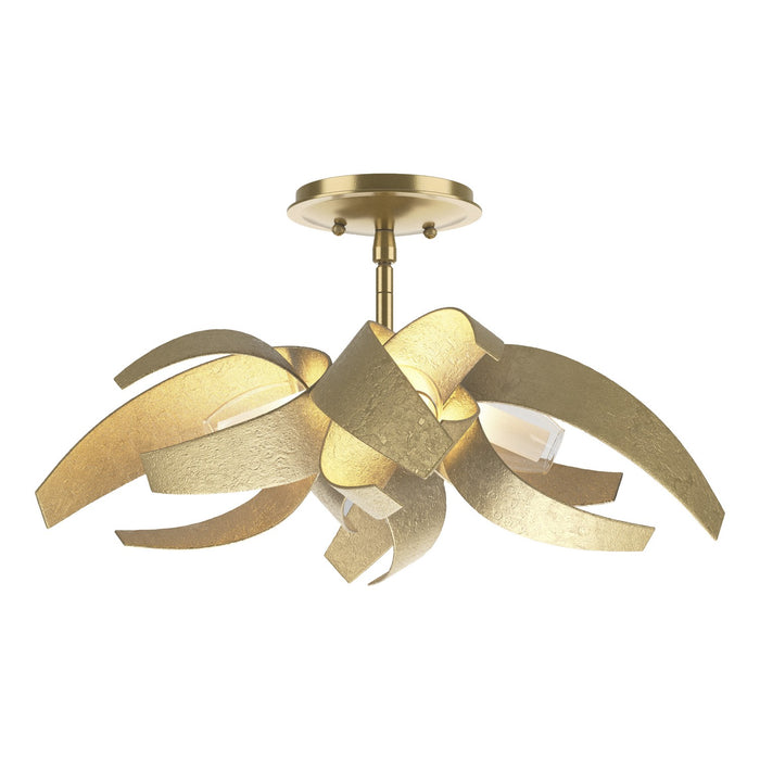 Hubbardton Forge 128712-SKT-86-YE0352 Four Light Semi-Flush Mount, Modern Brass