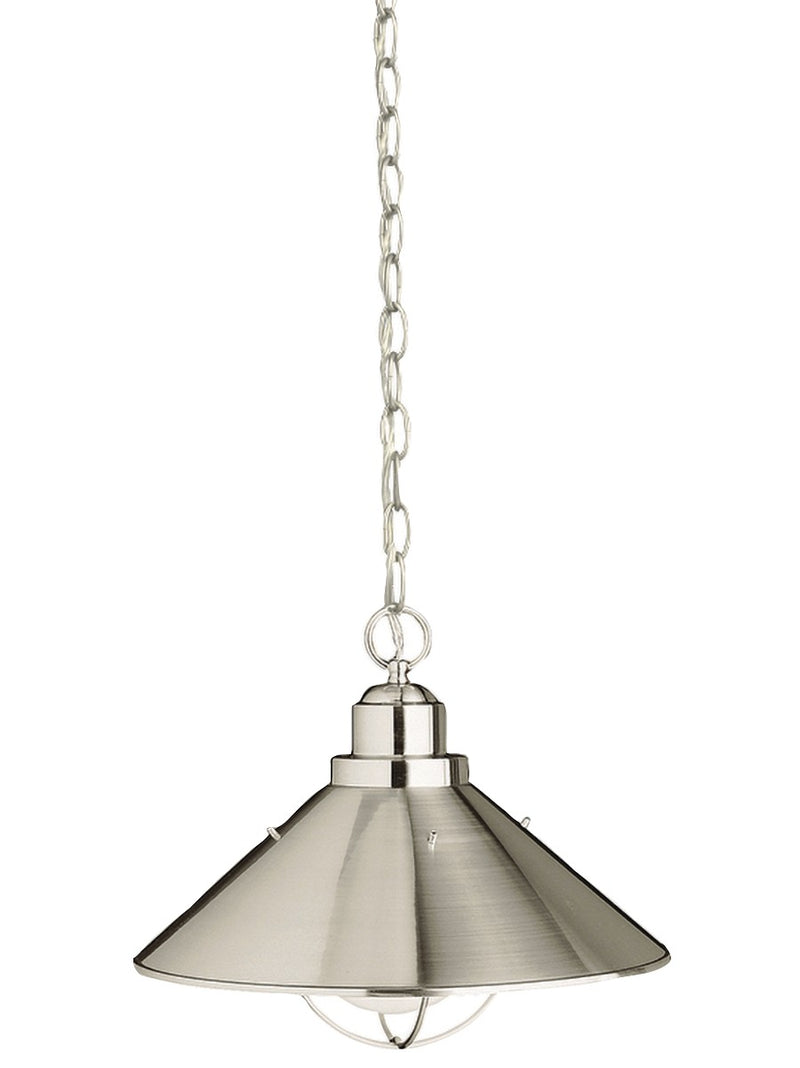 Kichler 2713NI One Light Outdoor Pendant, Brushed Nickel