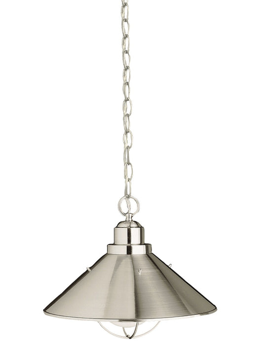 Kichler 2713NI One Light Outdoor Pendant, Brushed Nickel