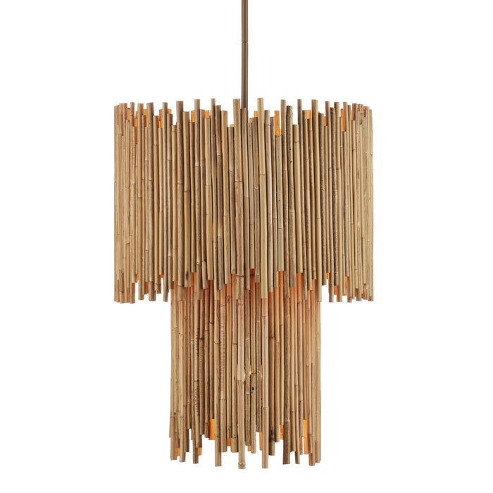 Currey and Company 9000-0966 Five Light Pendant, Natural/Khaki