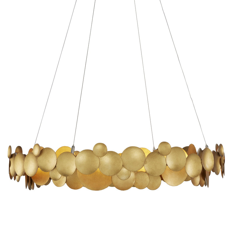 Currey and Company 9000-0972 One Light Chandelier, Contemporary Gold Leaf