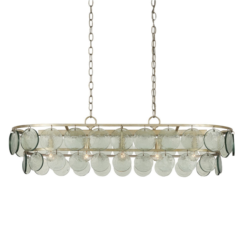 Currey and Company 9000-0990 Five Light Chandelier, Silver Leaf/Clear