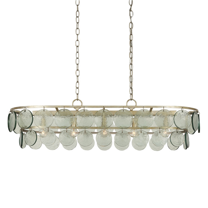 Currey and Company 9000-0990 Five Light Chandelier, Silver Leaf/Clear
