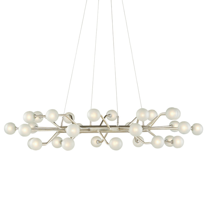 Currey and Company 9000-0996 30 Light Chandelier, Contemporary Silver Leaf/Frosted