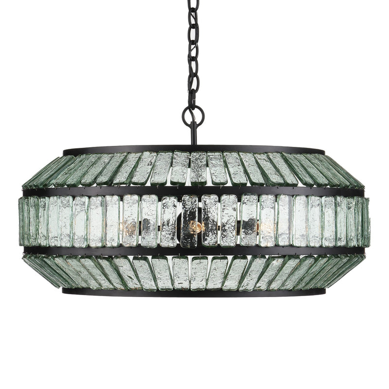 Currey and Company 9000-1078 Six Light Chandelier, Clear/Satin Black