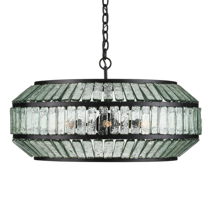 Currey and Company 9000-1078 Six Light Chandelier, Clear/Satin Black
