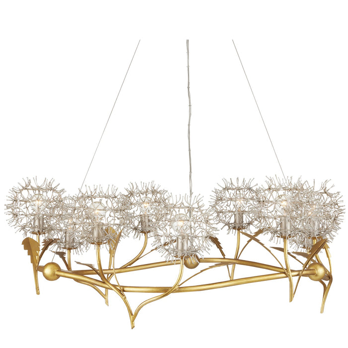 Currey and Company 9000-1080 Nine Light Chandelier, Contemporary Silver Leaf/Silver/Contemporary Gold Leaf
