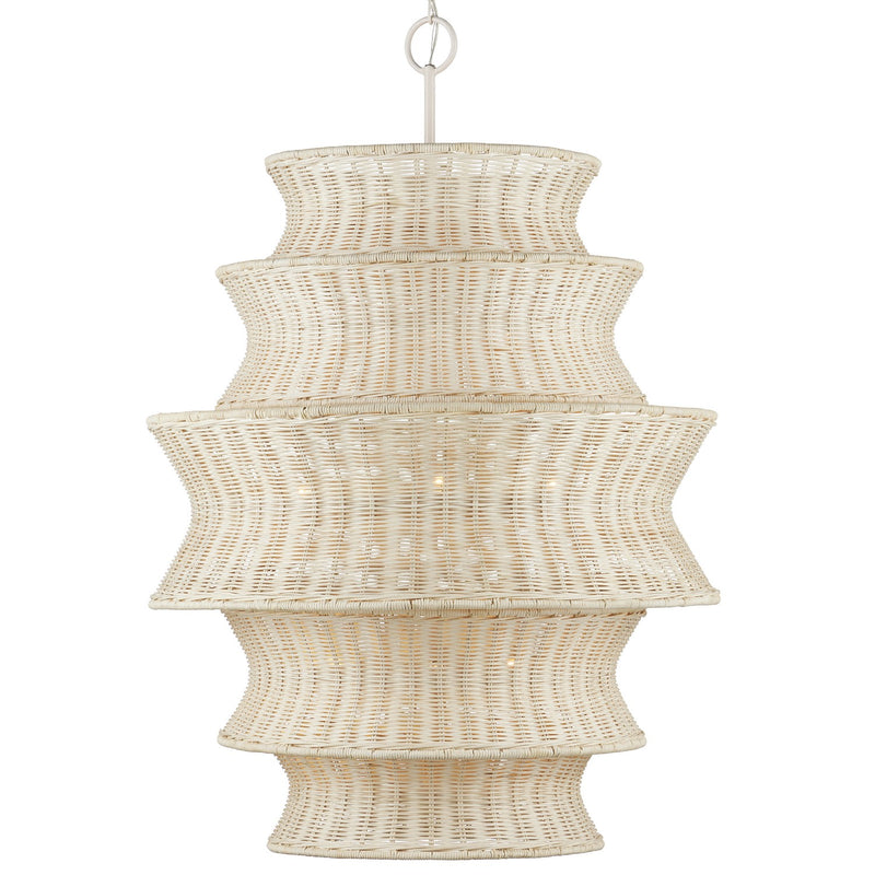 Currey and Company 9000-1083 Nine Light Chandelier, Bleached Natural/Vanilla