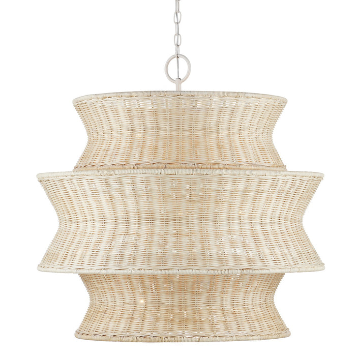 Currey and Company 9000-1084 Nine Light Chandelier, Bleached Natural/Vanilla