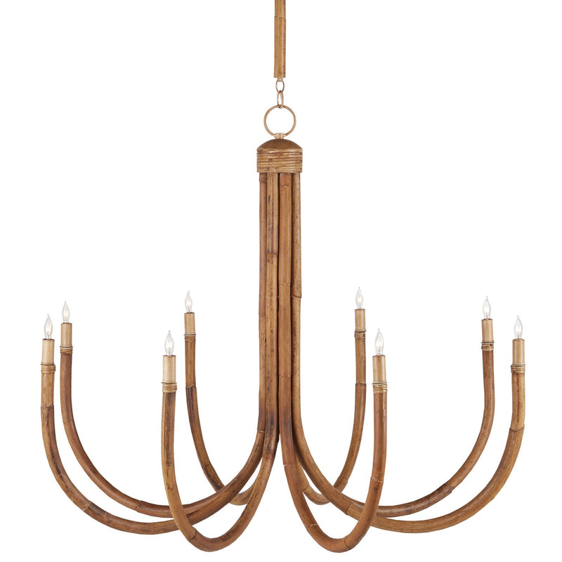 Currey and Company 9000-1085 Eight Light Chandelier, Natural/Saddle Tan