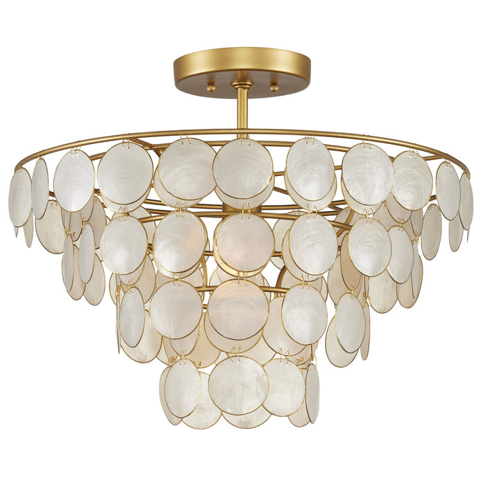 Currey and Company 9000-1087 One Light Semi-Flush Mount, Natural/Gold