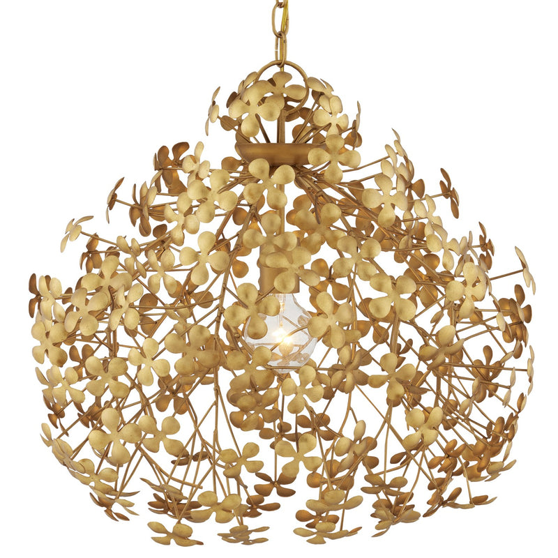 Currey and Company 9000-1088 One Light Pendant, Contemporary Gold Leaf/Gold