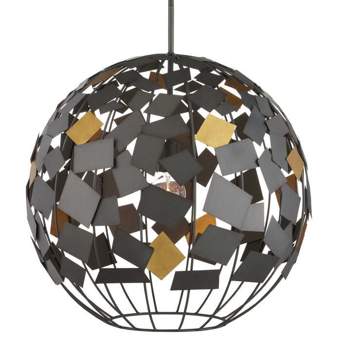 Currey and Company 9000-1089 One Light Chandelier, Hiroshi Gray/Contemporary Gold Leaf