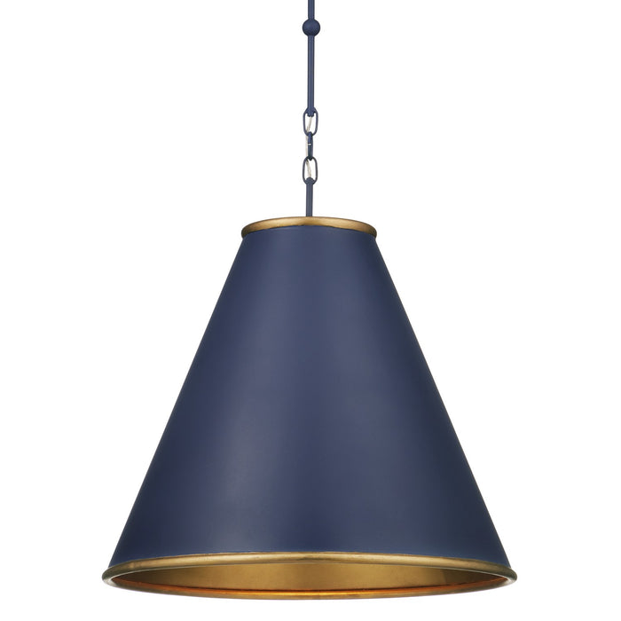 Currey and Company 9000-1090 One Light Pendant, Hiroshi Dark Blue/Contemporary Gold Leaf/Gold