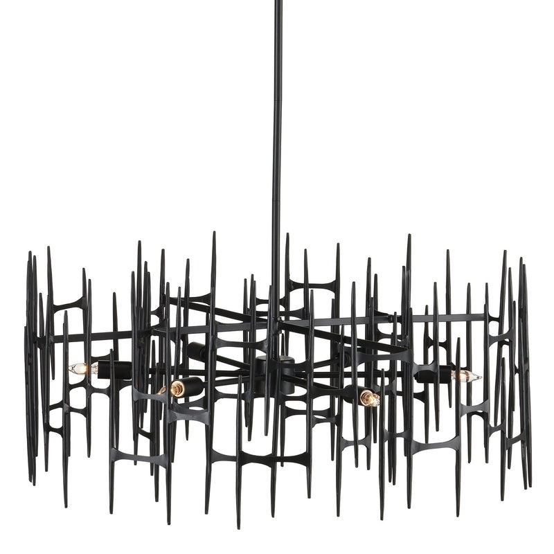 Currey and Company 9000-1091 Six Light Chandelier, Satin Black