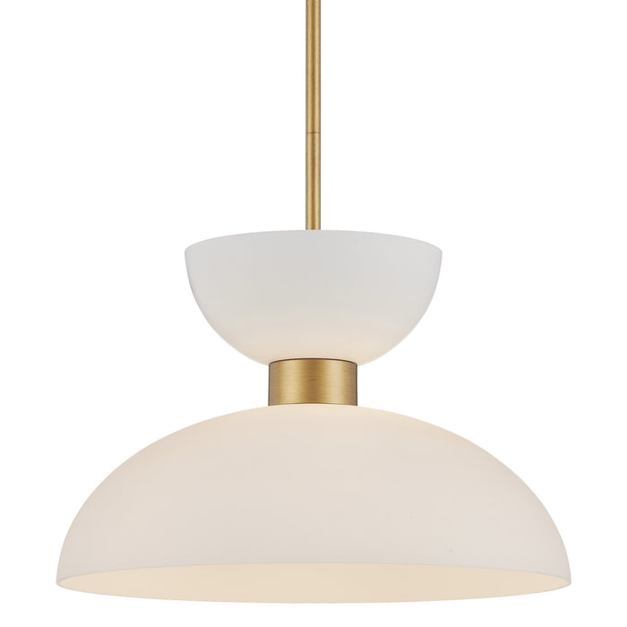 Currey and Company 9000-1094 One Light Pendant, Antique Brass/White/Opaque