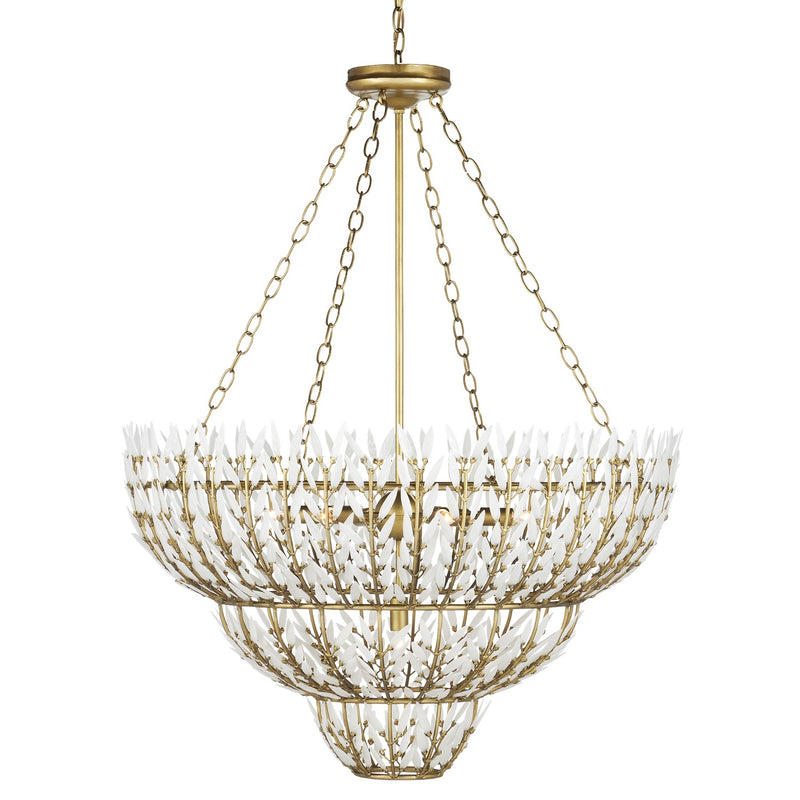 Currey and Company 9000-1099 Seven Light Chandelier, Brass/White