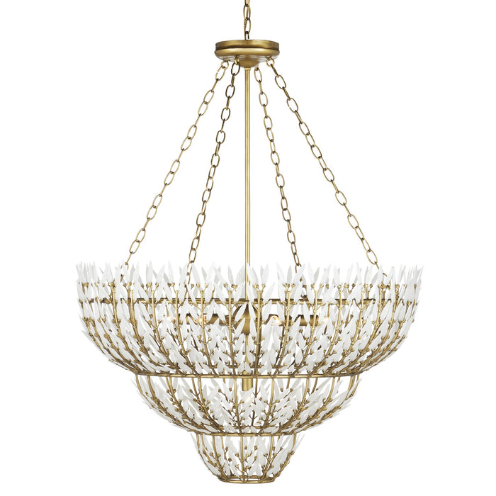 Currey and Company 9000-1099 Seven Light Chandelier, Brass/White