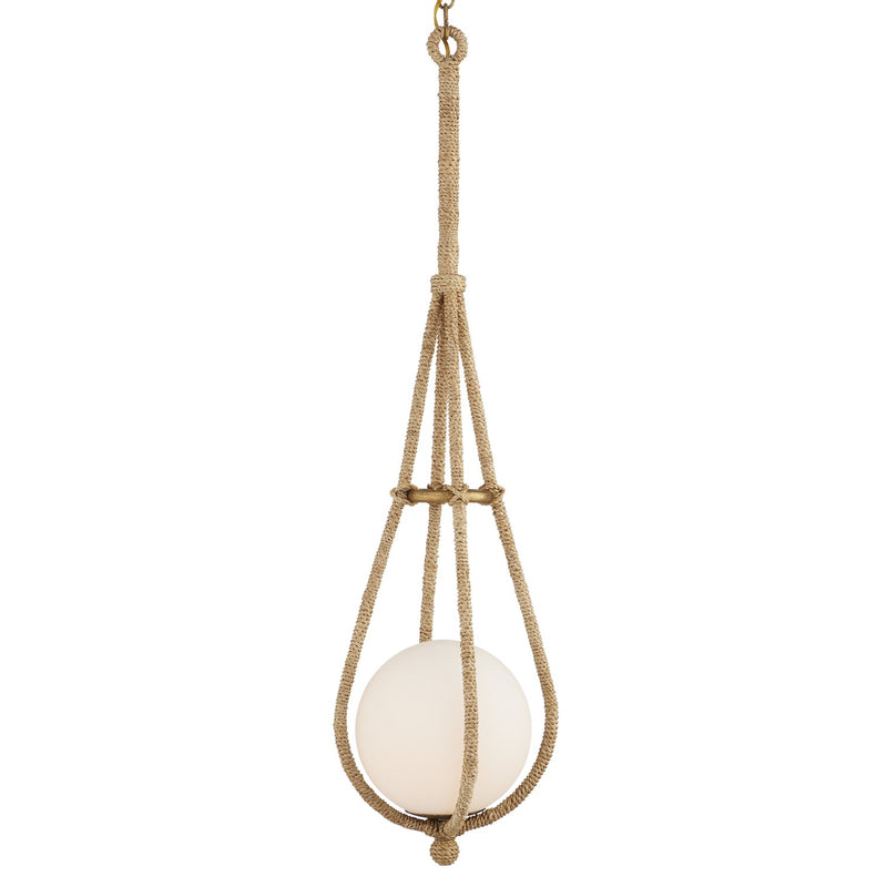 Currey and Company 9000-1104 One Light Pendant, Natural/Dorado Gold/Frosted White