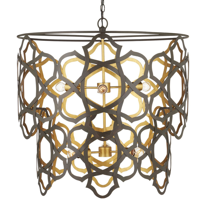 Currey and Company 9000-1106 Six Light Chandelier, Bronze Gold/Contemporary Gold Leaf