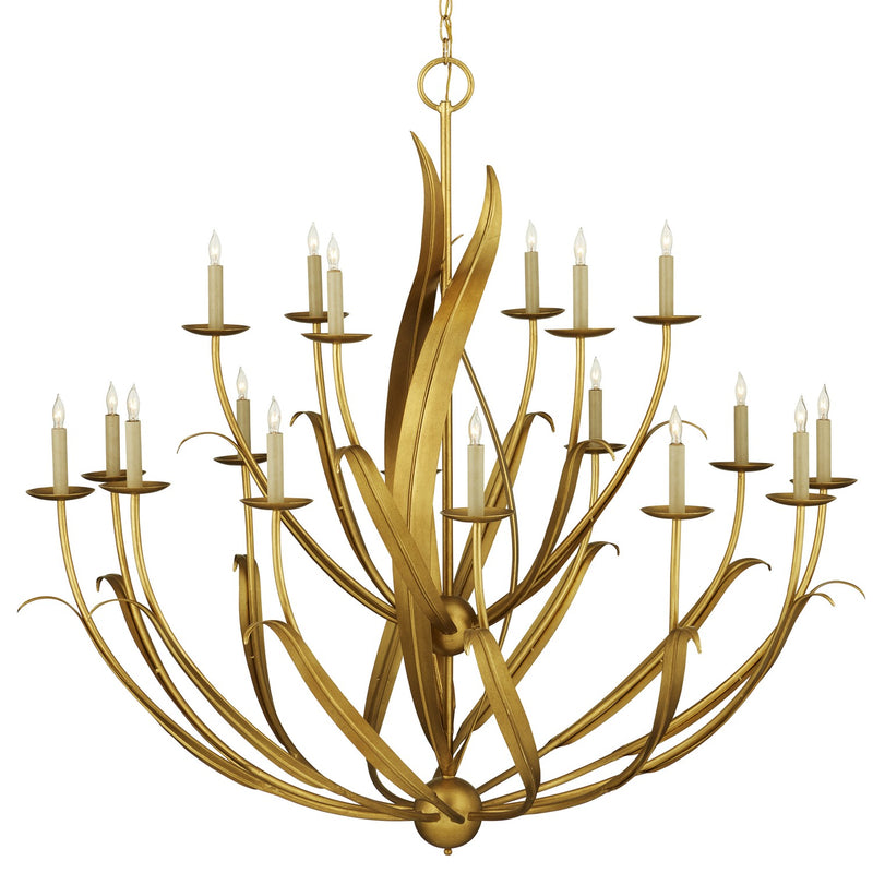 Currey and Company 9000-1107 18 Light Chandelier, Antique Gold Leaf