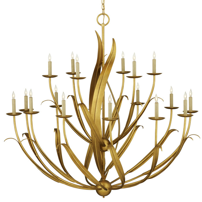Currey and Company 9000-1107 18 Light Chandelier, Antique Gold Leaf
