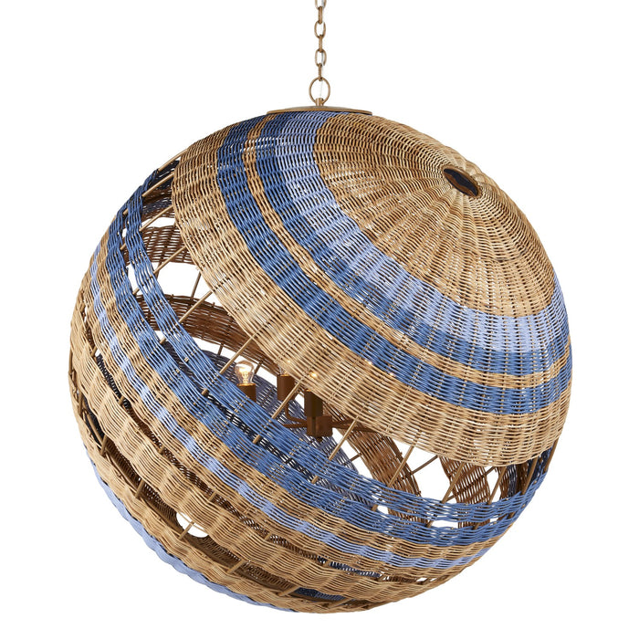 Currey and Company 9000-1109 Five Light Chandelier, Khaki/Natural/Cornflower/Blue Bonnet