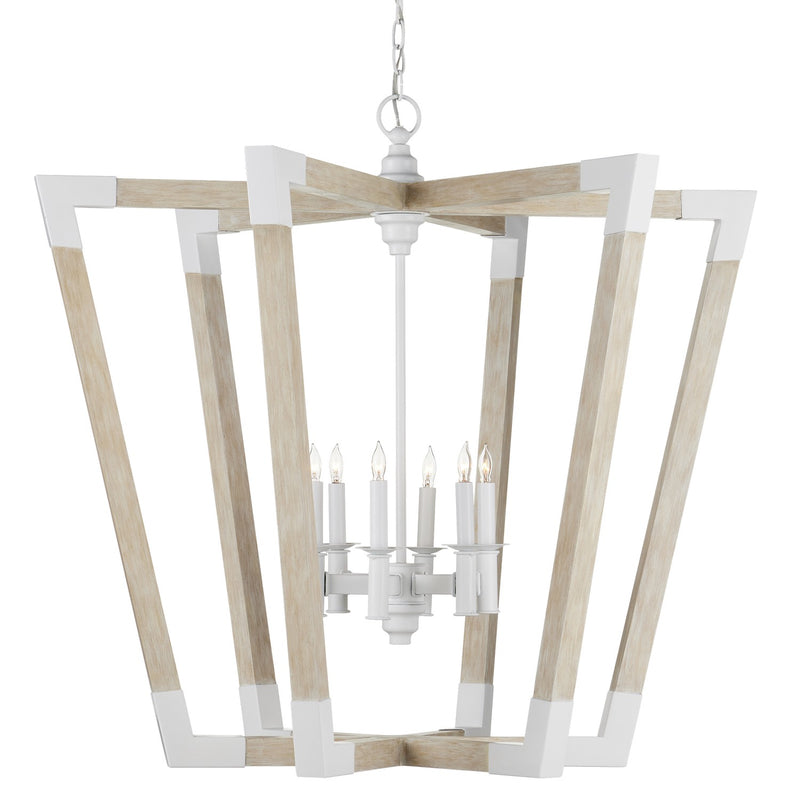 Currey and Company 9000-1110 Six Light Lantern, Sugar White/Sandstone