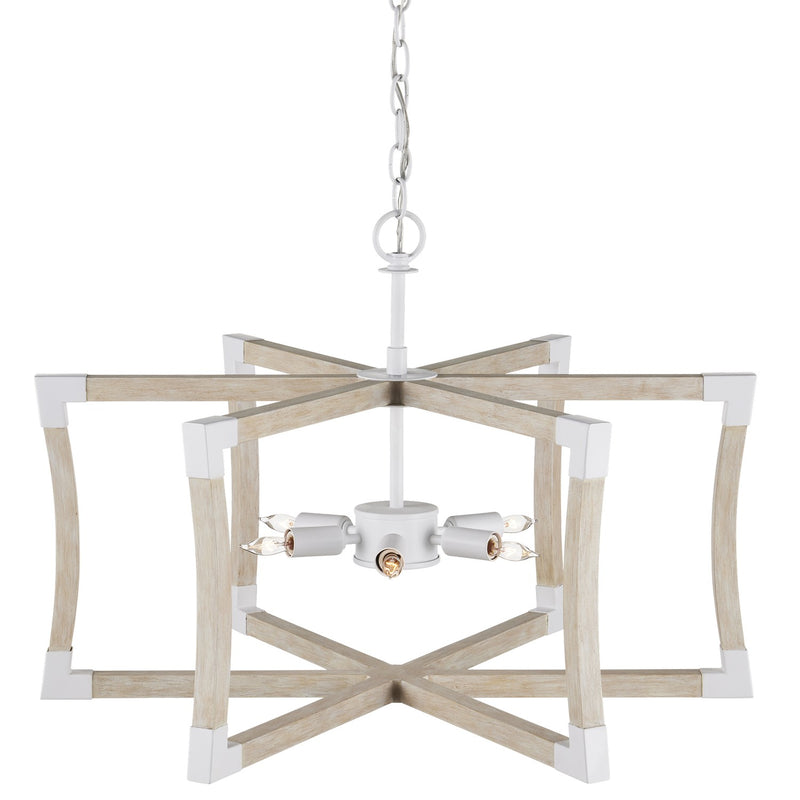 Currey and Company 9000-1111 Six Light Lantern, Sugar White/Sandstone