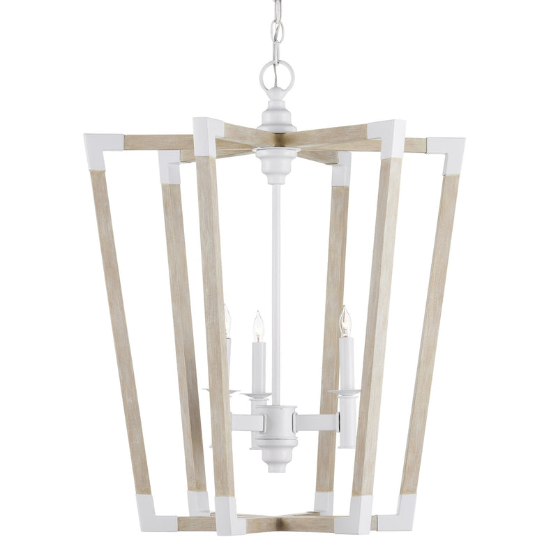 Currey and Company 9000-1112 Three Light Lantern, Sugar White/Sandstone