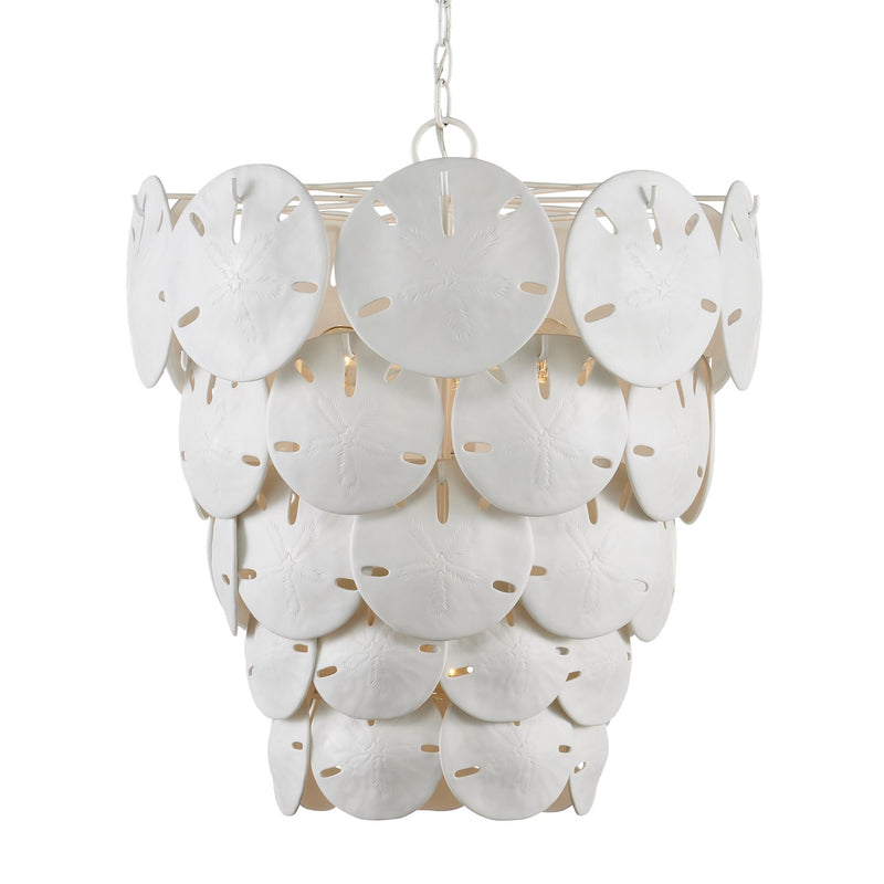 Currey and Company 9000-1113 Five Light Chandelier, Sugar White/White