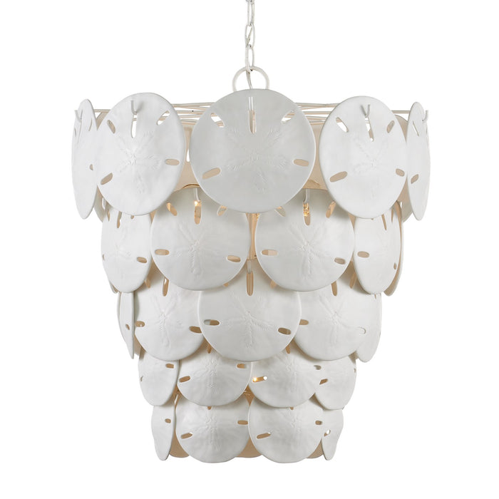 Currey and Company 9000-1113 Five Light Chandelier, Sugar White/White