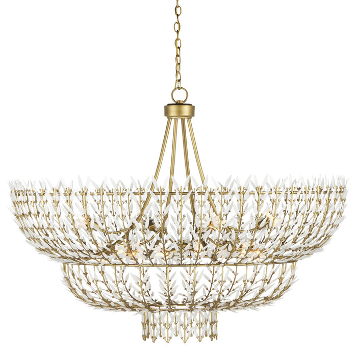 Currey and Company 9000-1119 12 Light Chandelier, Brass/White