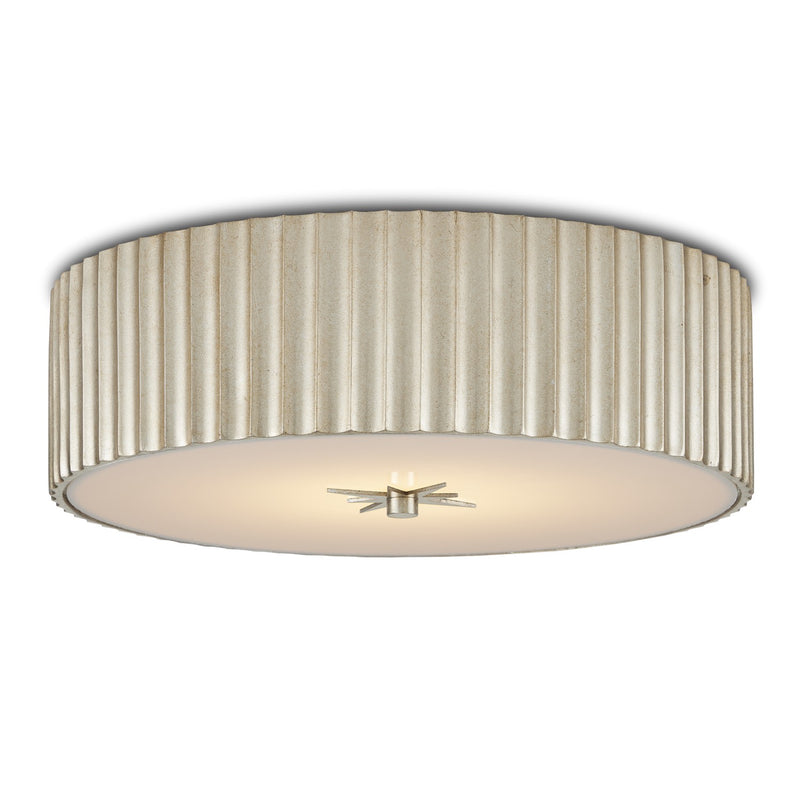Currey and Company 9999-0066 One Light Flush Mount, Silver Leaf