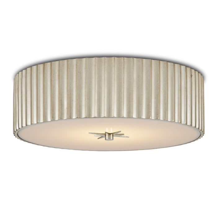 Currey and Company 9999-0066 One Light Flush Mount, Silver Leaf