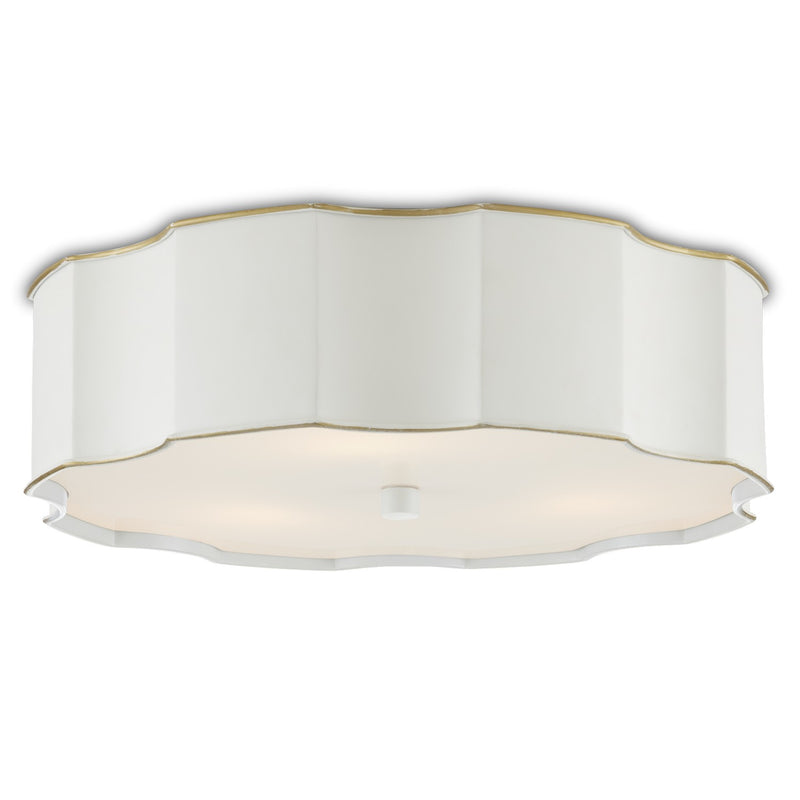 Currey and Company 9999-0067 Three Light Flush Mount, Snow White/Gold Highlights
