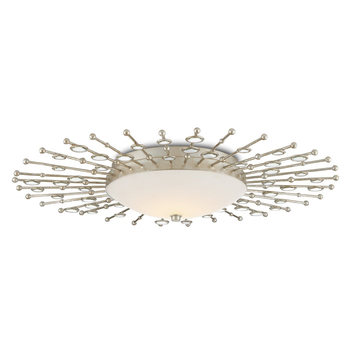 Currey and Company 9999-0068 One Light Flush Mount, Silver Leaf