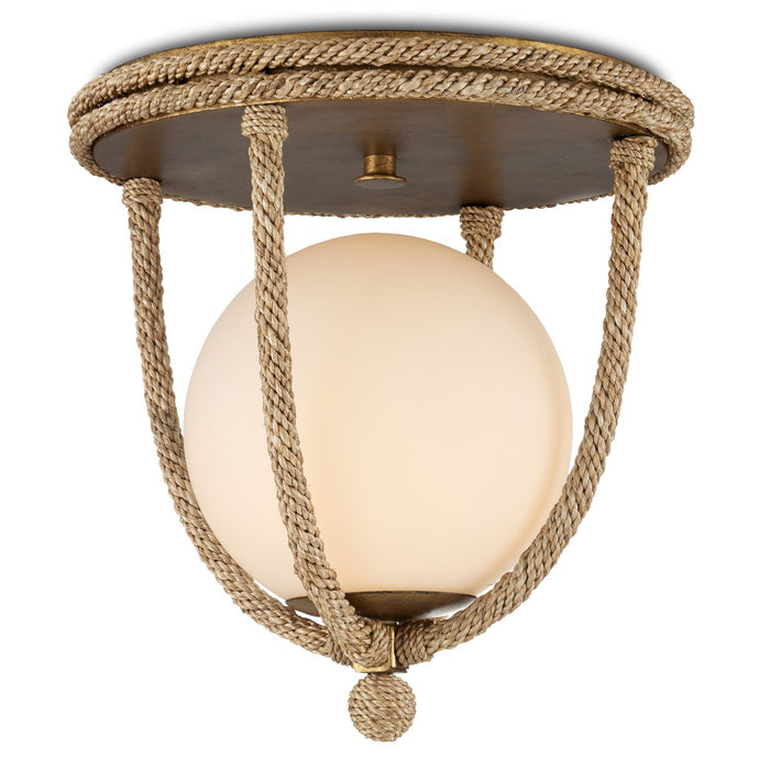 Currey and Company 9999-0069 One Light Flush Mount, Natural/Dorado Gold/Frosted White