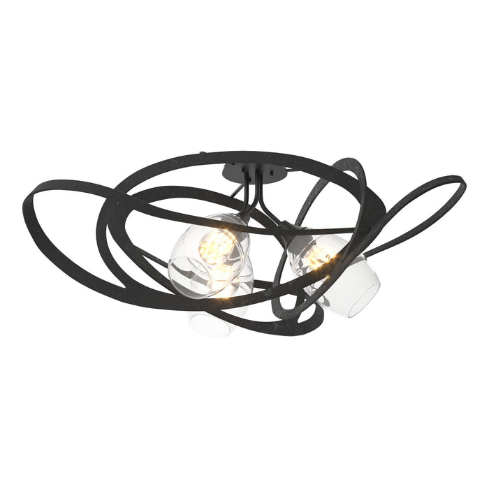 Hubbardton Forge 128720-SKT-10-ZM0621 Three Light Semi-Flush Mount, Black
