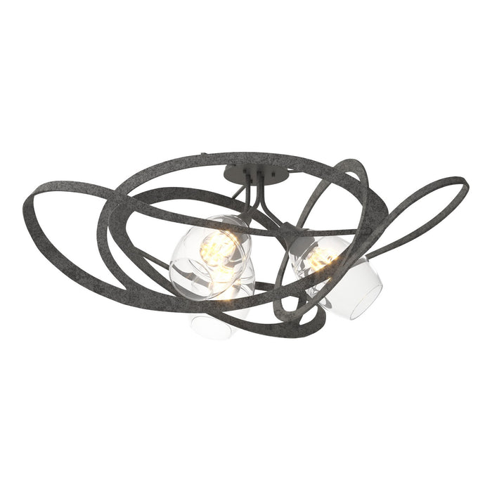 Hubbardton Forge 128720-SKT-20-ZM0621 Three Light Semi-Flush Mount, Natural Iron